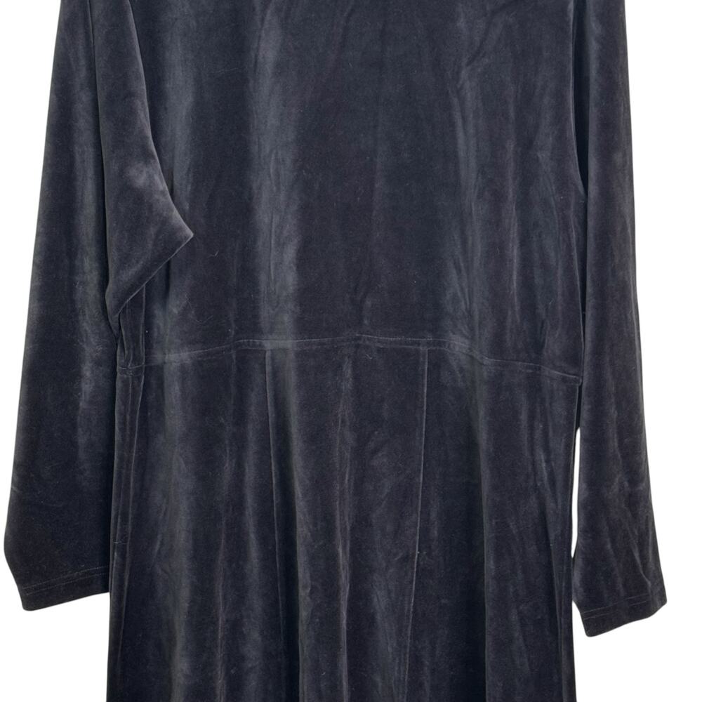 L.L. Bean Black Velvet Velour Long Sleeve XL Midi Dress - Picture 3 of 7
